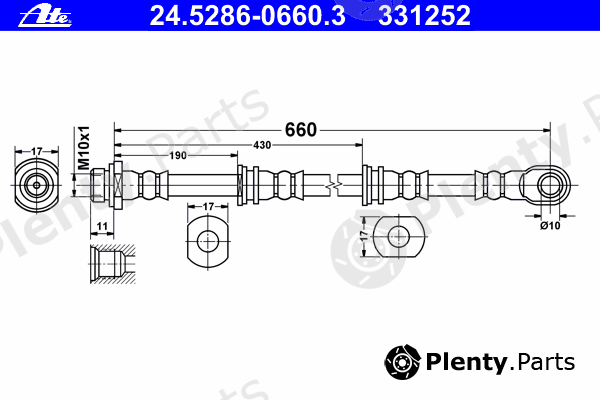  ATE part 24.5286-0660.3 (24528606603) Brake Hose