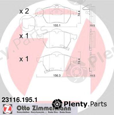  ZIMMERMANN part 231161951 Brake Pad Set, disc brake