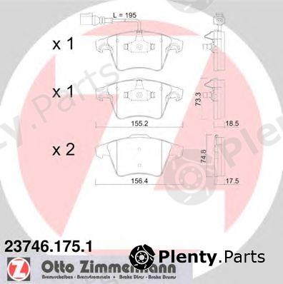  ZIMMERMANN part 23746.175.1 (237461751) Brake Pad Set, disc brake