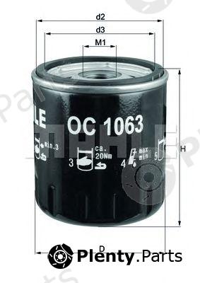  MAHLE ORIGINAL part OC1063 Oil Filter