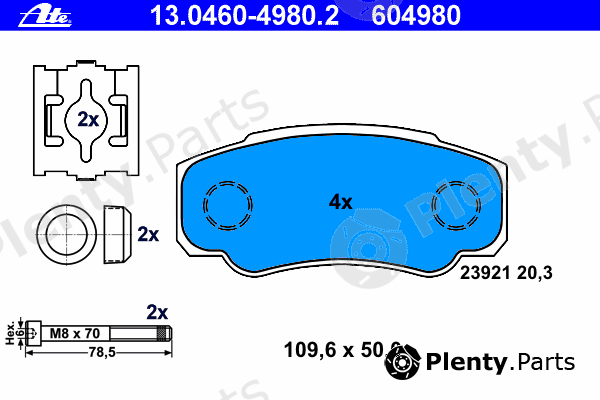  ATE part 13.0460-4980.2 (13046049802) Brake Pad Set, disc brake