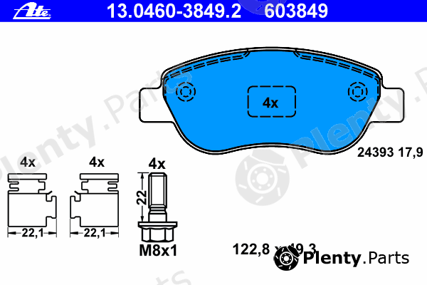  ATE part 13.0460-3849.2 (13046038492) Brake Pad Set, disc brake
