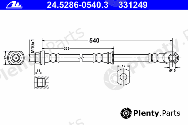  ATE part 24.5286-0540.3 (24528605403) Brake Hose