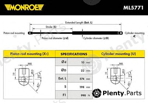  MONROE part ML5771 Gas Spring, boot-/cargo area