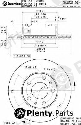  BREMBO part 09.8931.20 (09893120) Brake Disc
