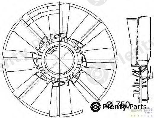  HELLA part 8MV376756-081 (8MV376756081) Fan Wheel, engine cooling