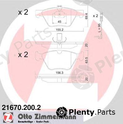  ZIMMERMANN part 21670.200.2 (216702002) Brake Pad Set, disc brake