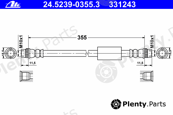 ATE part 24.5239-0355.3 (24523903553) Brake Hose