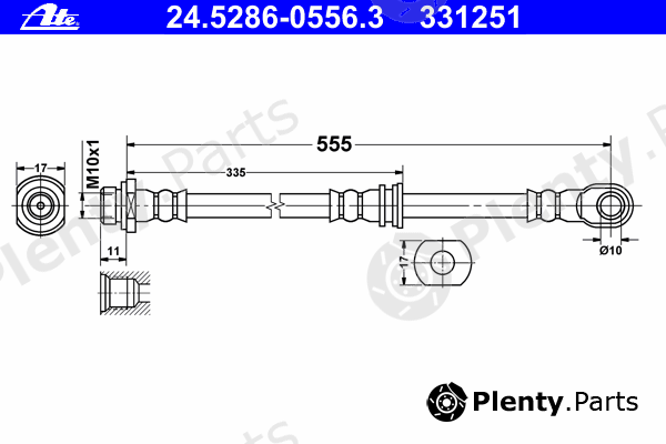  ATE part 24.5286-0556.3 (24528605563) Brake Hose