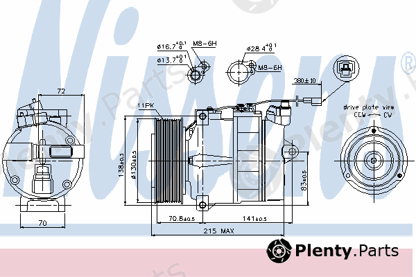  NISSENS part 89028 Compressor, air conditioning