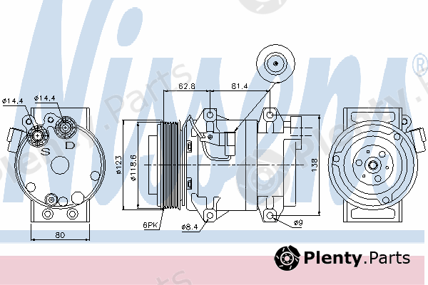  NISSENS part 89070 Compressor, air conditioning