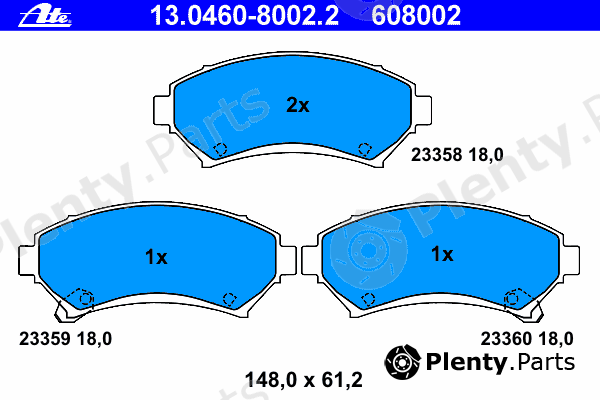  ATE part 13.0460-8002.2 (13046080022) Brake Pad Set, disc brake