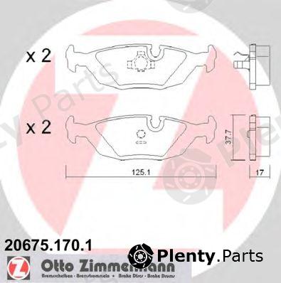  ZIMMERMANN part 20675.170.1 (206751701) Brake Pad Set, disc brake