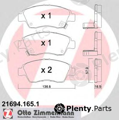  ZIMMERMANN part 21694.165.1 (216941651) Brake Pad Set, disc brake