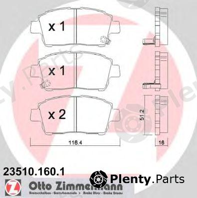  ZIMMERMANN part 23510.160.1 (235101601) Brake Pad Set, disc brake