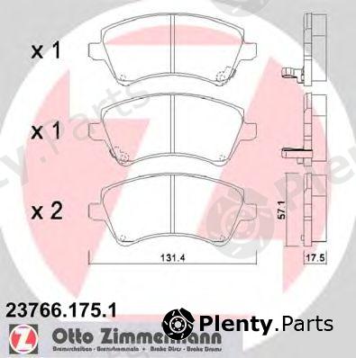  ZIMMERMANN part 23766.175.1 (237661751) Brake Pad Set, disc brake