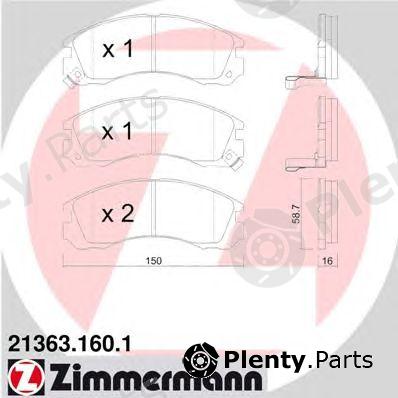  ZIMMERMANN part 21363.160.1 (213631601) Brake Pad Set, disc brake