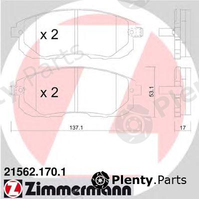  ZIMMERMANN part 21562.170.1 (215621701) Brake Pad Set, disc brake