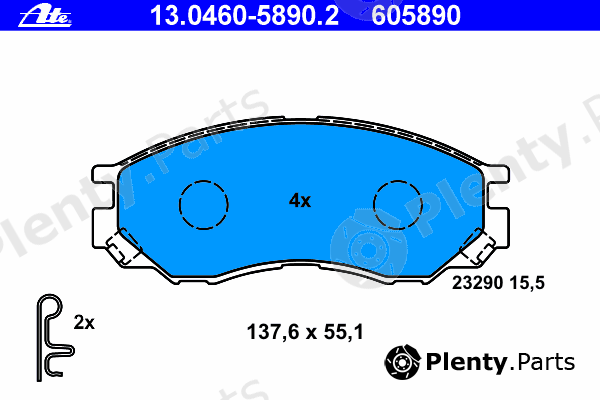  ATE part 13.0460-5890.2 (13046058902) Brake Pad Set, disc brake