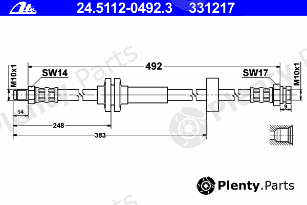  ATE part 24.5112-0492.3 (24511204923) Brake Hose