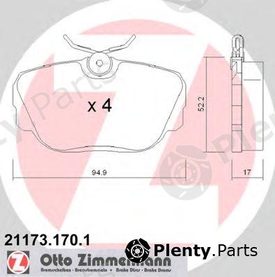  ZIMMERMANN part 21173.170.1 (211731701) Brake Pad Set, disc brake
