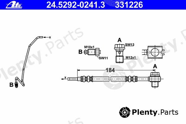  ATE part 24.5292-0241.3 (24529202413) Brake Hose