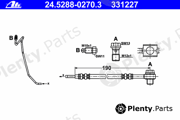  ATE part 24.5288-0270.3 (24528802703) Brake Hose