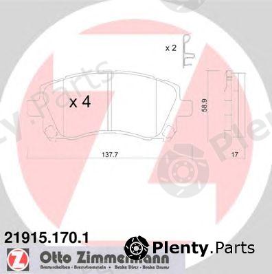  ZIMMERMANN part 219151701 Brake Pad Set, disc brake