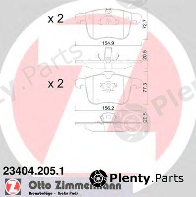  ZIMMERMANN part 23404.205.1 (234042051) Brake Pad Set, disc brake