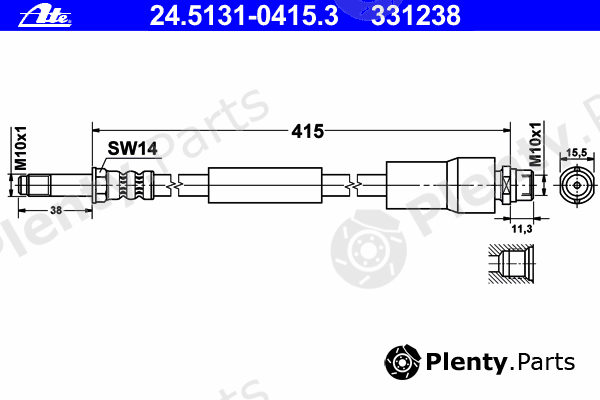  ATE part 24.5131-0415.3 (24513104153) Brake Hose
