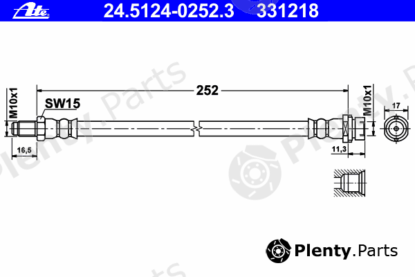  ATE part 24.5124-0252.3 (24512402523) Brake Hose