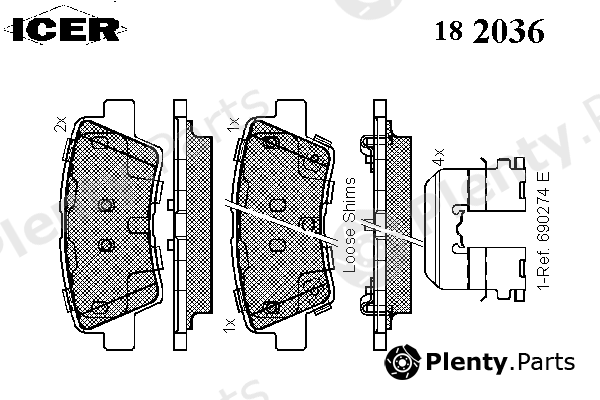  ICER part 182036 Brake Pad Set, disc brake