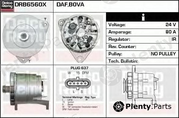  DELCO REMY part DRB6560X Alternator
