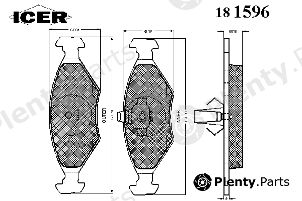  ICER part 181596 Brake Pad Set, disc brake