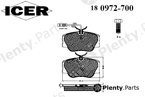  ICER part 180972700 Brake Pad Set, disc brake