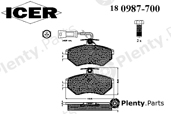  ICER part 180987700 Brake Pad Set, disc brake