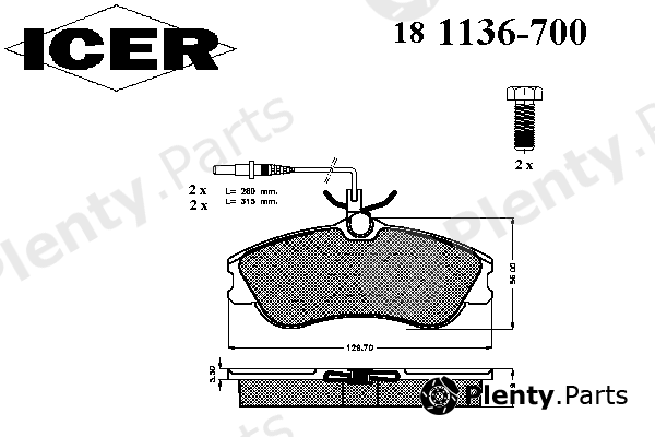  ICER part 181136-700 (181136700) Brake Pad Set, disc brake