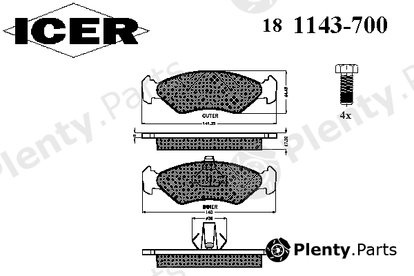  ICER part 181143700 Brake Pad Set, disc brake