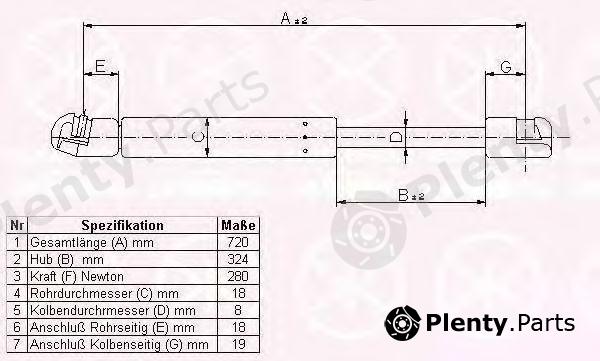  KLOKKERHOLM part 95392800 Gas Spring, bonnet