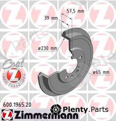  ZIMMERMANN part 600.1965.20 (600196520) Brake Drum