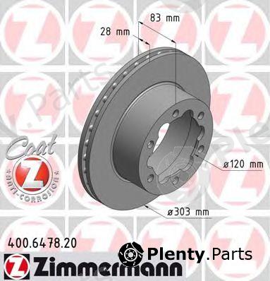  ZIMMERMANN part 400.6478.20 (400647820) Brake Disc