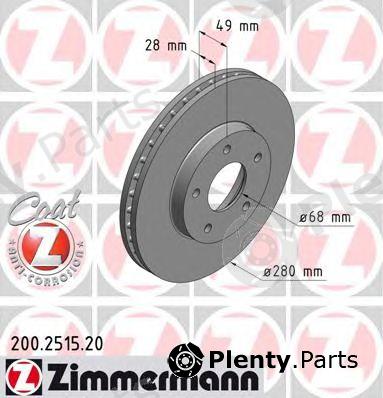 ZIMMERMANN part 200.2515.20 (200251520) Brake Disc