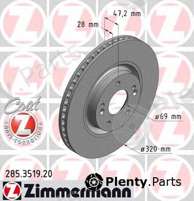  ZIMMERMANN part 285.3519.20 (285351920) Brake Disc
