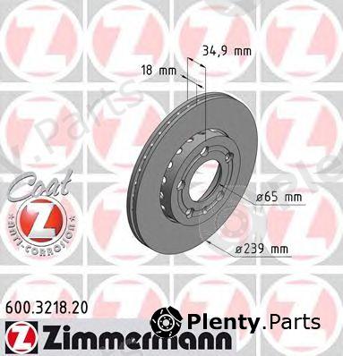  ZIMMERMANN part 600.3218.20 (600321820) Brake Disc