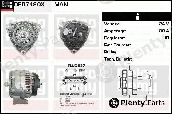  DELCO REMY part DRB7420X Alternator