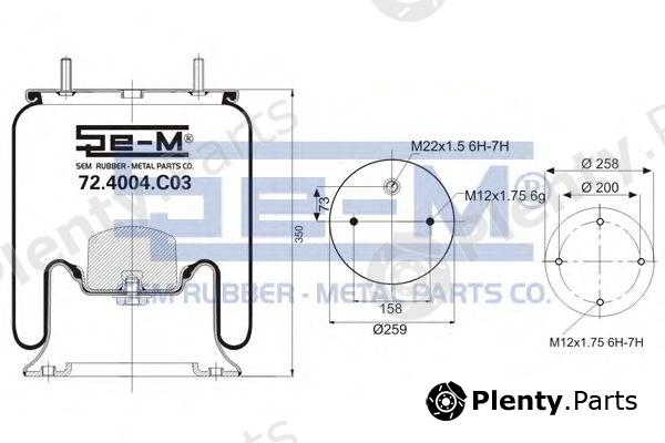 SEM LASTIK part 72.4004.C03 (724004C03) Boot, air suspension