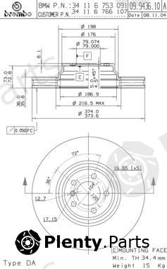  BREMBO part 09.9436.11 (09943611) Brake Disc