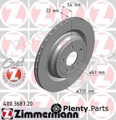  ZIMMERMANN part 400.3687.20 (400368720) Brake Disc