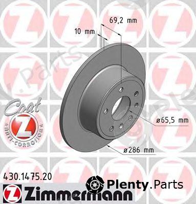  ZIMMERMANN part 430.1475.20 (430147520) Brake Disc