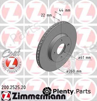 ZIMMERMANN part 200.2525.20 (200252520) Brake Disc